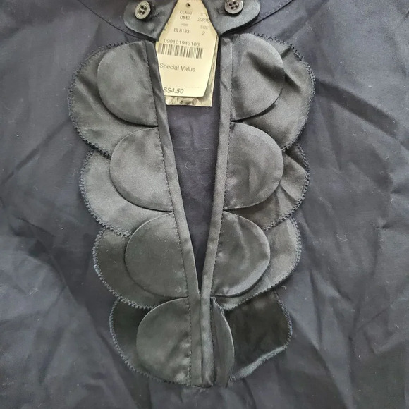 J. Crew Factory Women's Navy Scalloped Ruffle V-neck Sleeveless Top NWT Size S - Picture 2 of 6